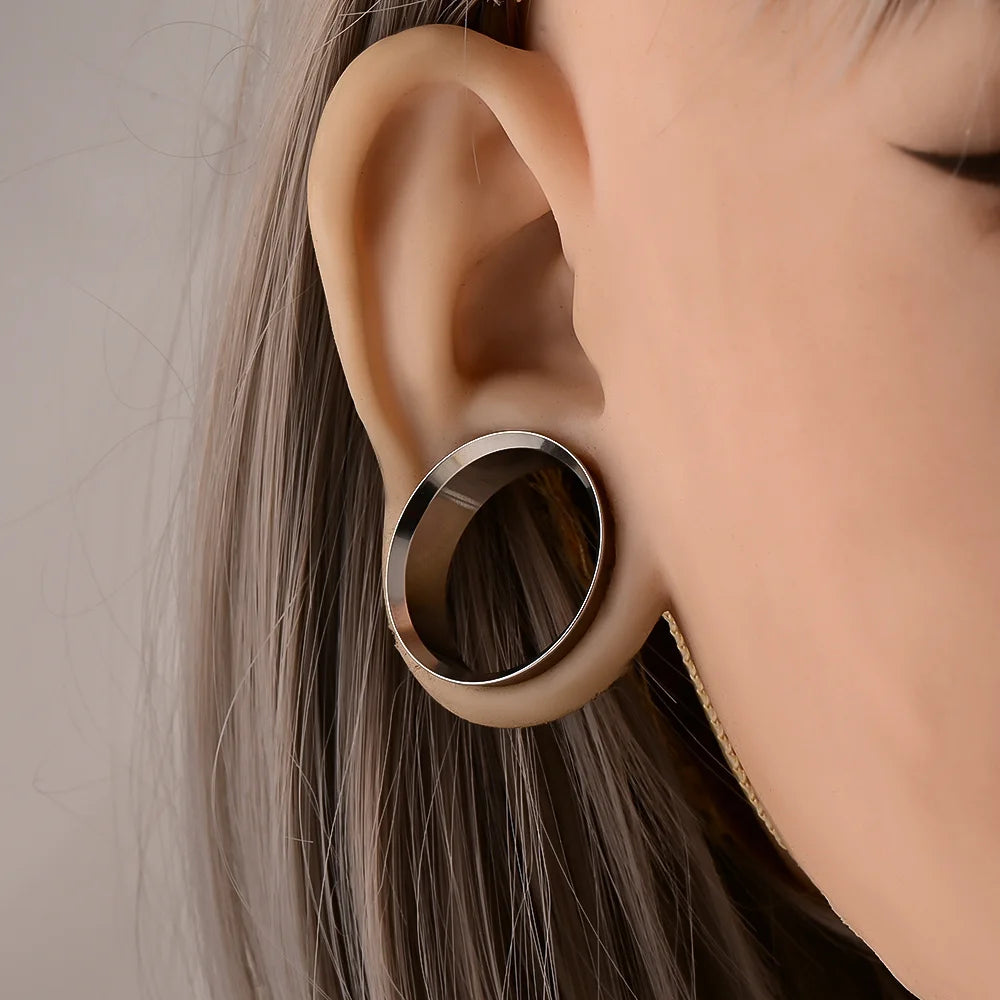 Doearko Stainless Steel Ear Gauges Round Tunnels Plugs Body Jewelry Expander for Women