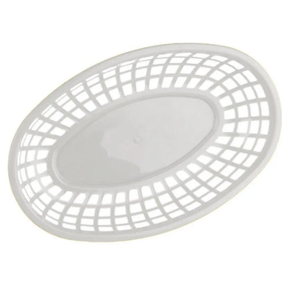 Fries Burger Serving Baskets - Colorful Oval Plastic Food Trays for Fast Food, Hot Dogs, Snacks & Reusable Restaurant Service