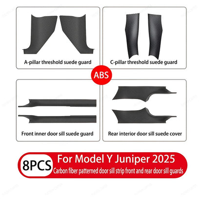 Tesla Model Y and YL Juniper 2025–2026 Door Sill Protectors – ABS Front and Rear Anti-Kick Threshold Guard Strips, Waterproof Pads