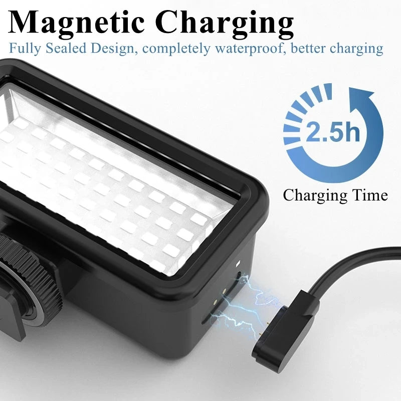 Waterproof LED Diving Fill Light — Compatible with GoPro Hero 12, 11, 10, 9 & DJI Action 3 Cameras, 40M Underwater Video Lamp