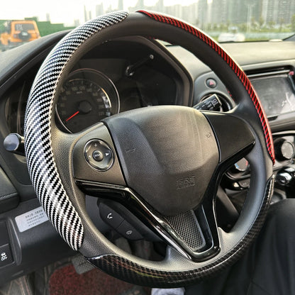 DIY Car Steering Wheel Cover — Microfiber Leather with Glossy Carbon Fiber Look