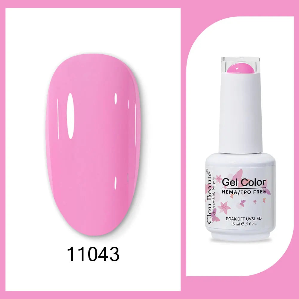 Clou Beaute 15ml Gel Nail Polish Set – Red Black White Green Neon UV Soak-Off Semi-Permanent Nail Varnish Base & Velvet Top Coat