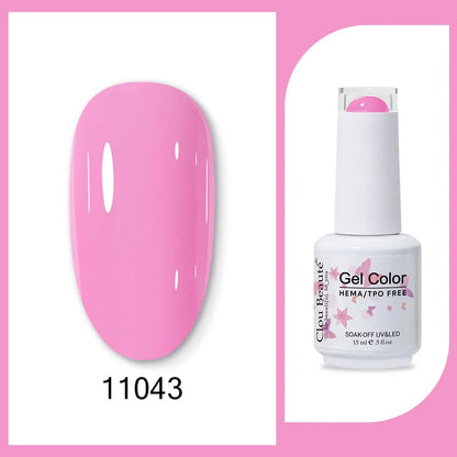 Clou Beaute 15ml Gel Nail Polish Set – Red Black White Green Neon UV Soak-Off Semi-Permanent Nail Varnish Base & Velvet Top Coat