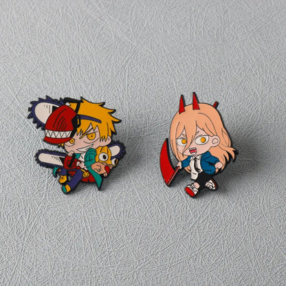 2PCS Anime Character Enamel Pins - Cute Metal Lapel Brooches for Clothing, Backpacks and Cosplay Gifts