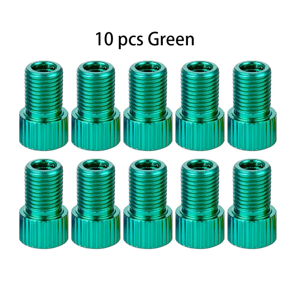 10-Color Aluminum Bicycle Valve Adapter – PRESTA to SCHRADER Converter for Bikes & Cars