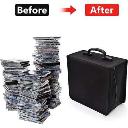 400-Disc CD & DVD Storage Case - Heavy-Duty Zipper Media Organizer Binder for Home, Car & Travel