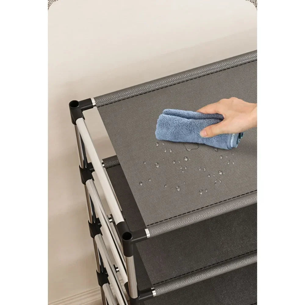 Stylish Metal Shoe Rack: Space-Saving Shoe Shelf Organizer Stand Holder in Black - Perfect for Living Room Footwear Storage
