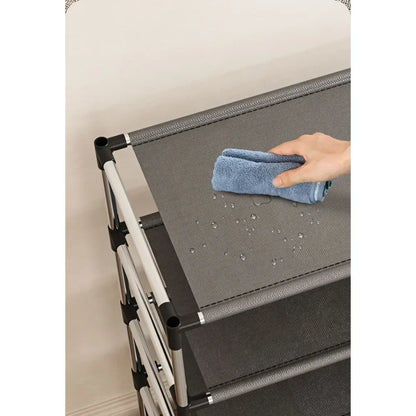 Stylish Metal Shoe Rack: Space-Saving Shoe Shelf Organizer Stand Holder in Black - Perfect for Living Room Footwear Storage