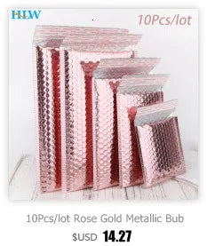 10PCS Rose Gold Metallic Bubble Mailers – Foil Padded Shipping Envelopes, Aluminized Gift Packaging Postal Bags