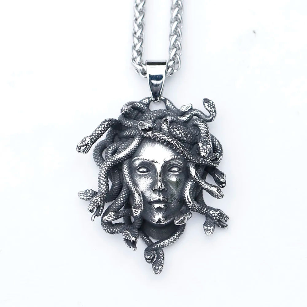 316L Stainless Steel Men’s Medusa Pendant Necklace — Vintage Snake Design Jewelry Accessory, Party Gift with Free Shipping