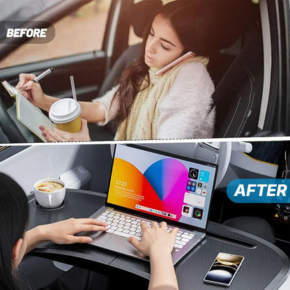 Caer Portable Car Steering Wheel Desk — Foldable Laptop & Food Tray for Tesla Model 3/Y with Storage Bag