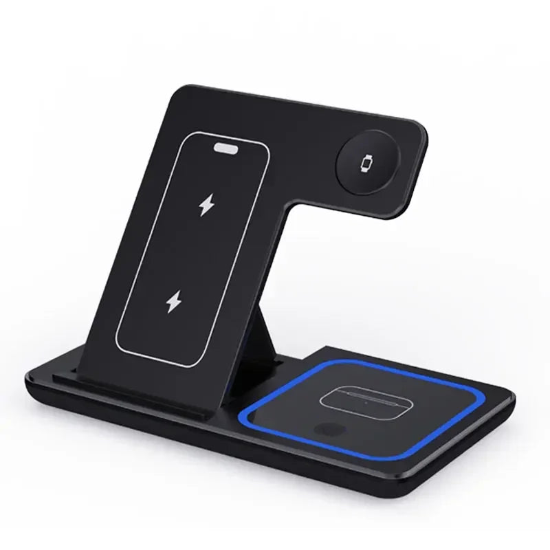 200W 3-in-1 Wireless Charging Stand – Foldable Fast Charging Dock for iPhone 16-8, Apple Watch & AirPods