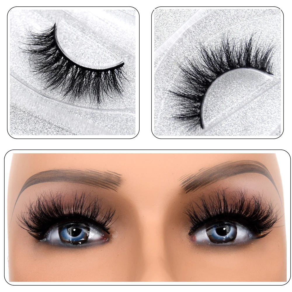 3D Real Mink False Eyelashes – Thick Handmade Strip Lashes with Glitter Packing for Makeup Beauty D101