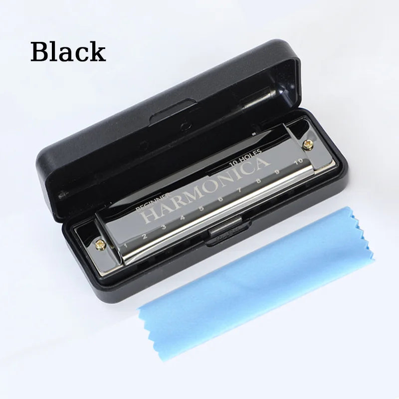 10 Hole Diatonic C Key Harmonica - Blues Harp Mouth Organ Musical Instrument with Storage Case for Beginners & Adults