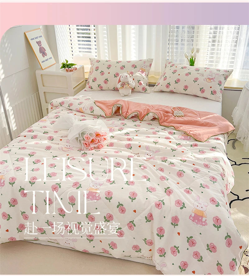 Washed Double Gauze Quilt – Lightweight Summer Comforter with Soya Fibre Filling, Soft & Breathable for Queen Size