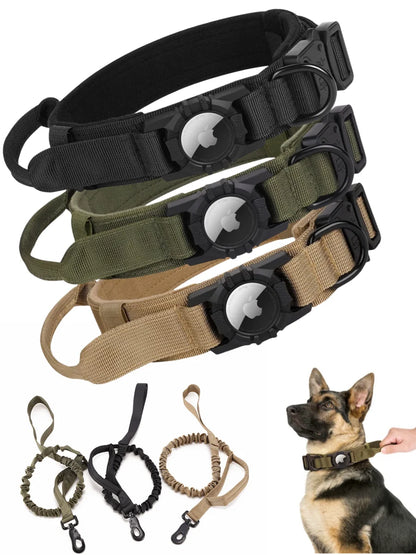Adjustable Nylon AirTag Dog Collar with Metal Buckle – Anti-Lost Tactical Pet Tracking Accessory