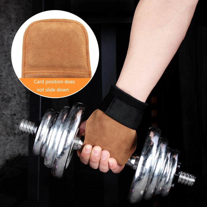 Fitness Gloves with Wrist Straps - Double-Layer PU Leather Weightlifting & Training Gloves