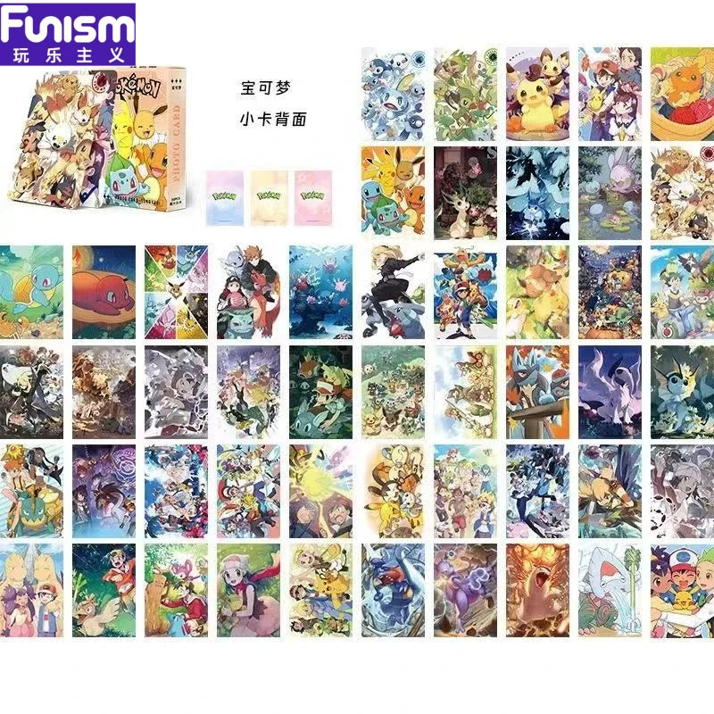 FUNISM Pikachu Anime Laser Cards — 50-Pack Collectible Trading Cards