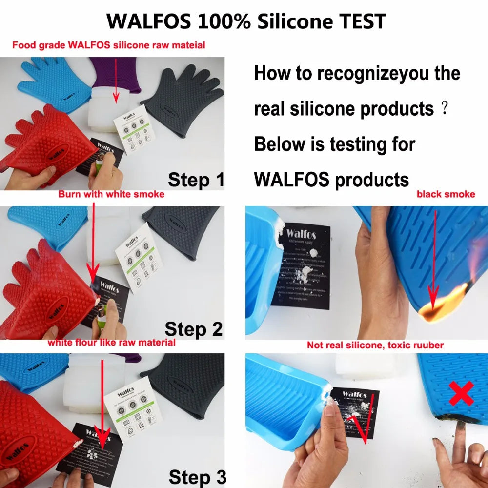 Walfos Silicone Oven Gloves — Heat-Resistant Thick BBQ & Cooking Mitts | Kitchen Gadgets & Accessories