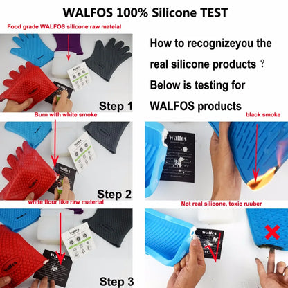 Walfos Silicone Oven Gloves — Heat-Resistant Thick BBQ & Cooking Mitts | Kitchen Gadgets & Accessories