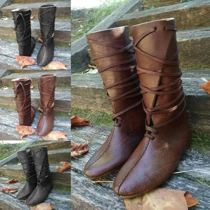 Gothic Steampunk Medieval Cosplay Boots - PU Leather Knight, Viking, and Warrior Costume Shoes for Men and Women, Carnival and Party Wear