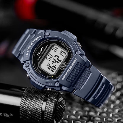 Casio W-219H Men’s Digital Watch - 1/100-Second Stopwatch, Daily Alarm, Auto Calendar & 7-Year Battery Life
