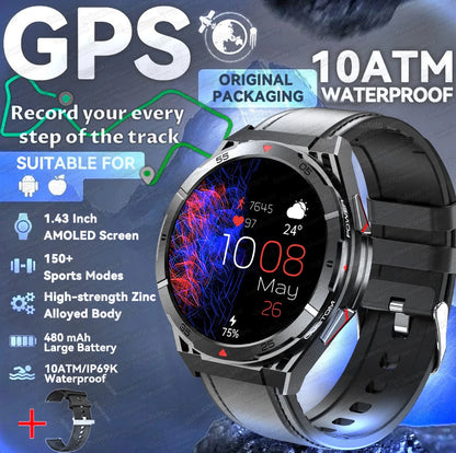 2025 Huawei Original Premium GPS Smartwatch — Ultra HD AMOLED Display, Built-in GPS, Bluetooth Call & 10ATM Waterproof Smart Bracelet