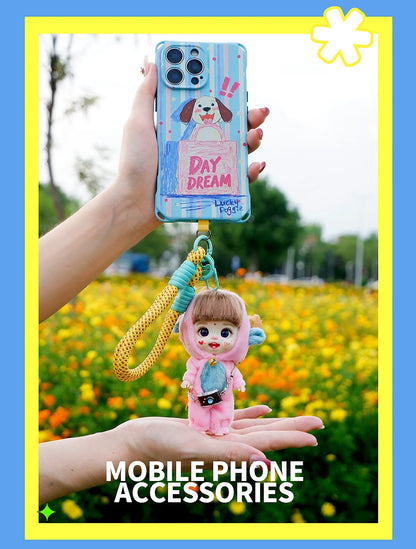 Mini Labbu Pocket Doll – Jointed Blythe-Style Boy & Girl Doll for Girls, Rainbow Ball Mobile Phone Decoration