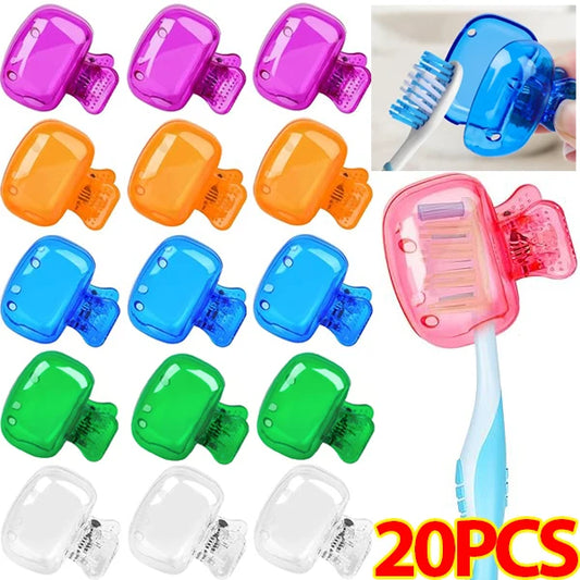 20PCS Toothbrush Head Cover Clips - Portable Dustproof Toothbrush Protectors for Travel, Camping & Bathroom Storage