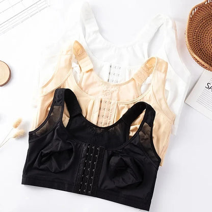 S-5XL Front Closure Posture Corrector Bra – Lift-Up Push-Up Sports Bra with Cross Back for Women, Shockproof Support