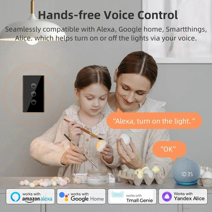 Tuya ZigBee Smart Touch Light Switch (1/2/3/4 Gang) – Aluminum Alloy Wall Switch with Neutral Wire, Smart Life App, Alexa & Google Home Control