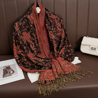 Luxury Autumn Cashmere Pashmina Shawl – Warm Winter Scarves for Women, Printed Cotton Foulard Stole Scarf 2023