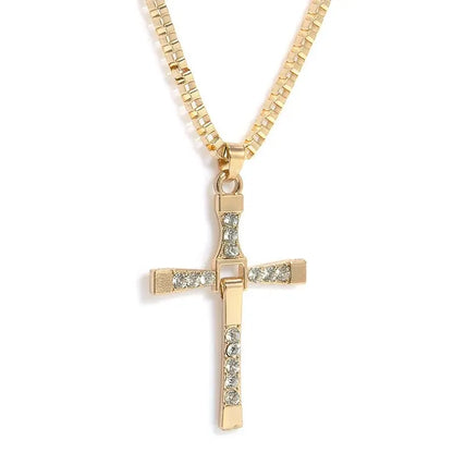 Classic Rhinestone Silver Jesus Cross Pendant Necklace – Crystal Men’s Fashion Jewelry Gift Chain for Daily Wear