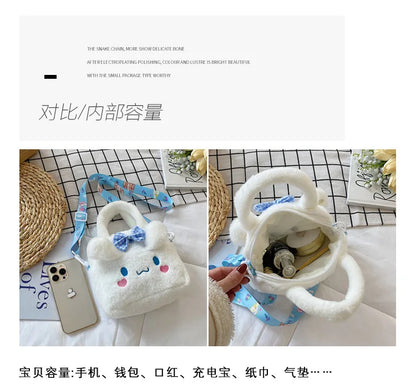 Sanrio Kawaii Plush Handbag – Kuromi, Cinnamoroll, My Melody Cartoon Anime Cosmetic & Travel Storage Bag for Women & Girls – Perfect Gift