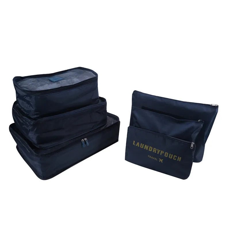6PCS Travel Storage Bag Set – Clothes Organizer, Wardrobe Pouches & Packing Cubes for Suitcases