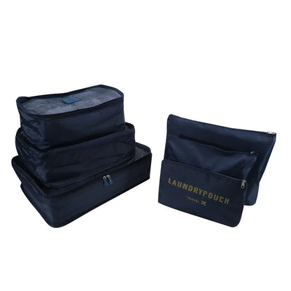 6PCS Travel Storage Bag Set – Clothes Organizer, Wardrobe Pouches & Packing Cubes for Suitcases