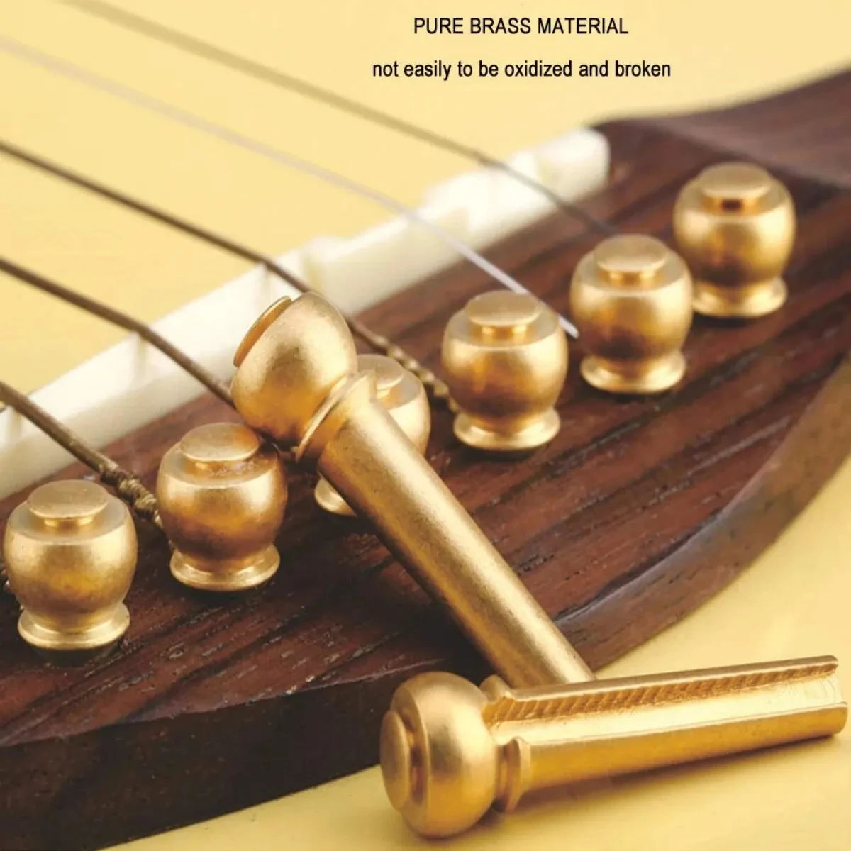 6 Pcs Brass Guitar Bridge Pins – String Pegs with Bridge Pin Puller, Guitar Parts Replacement