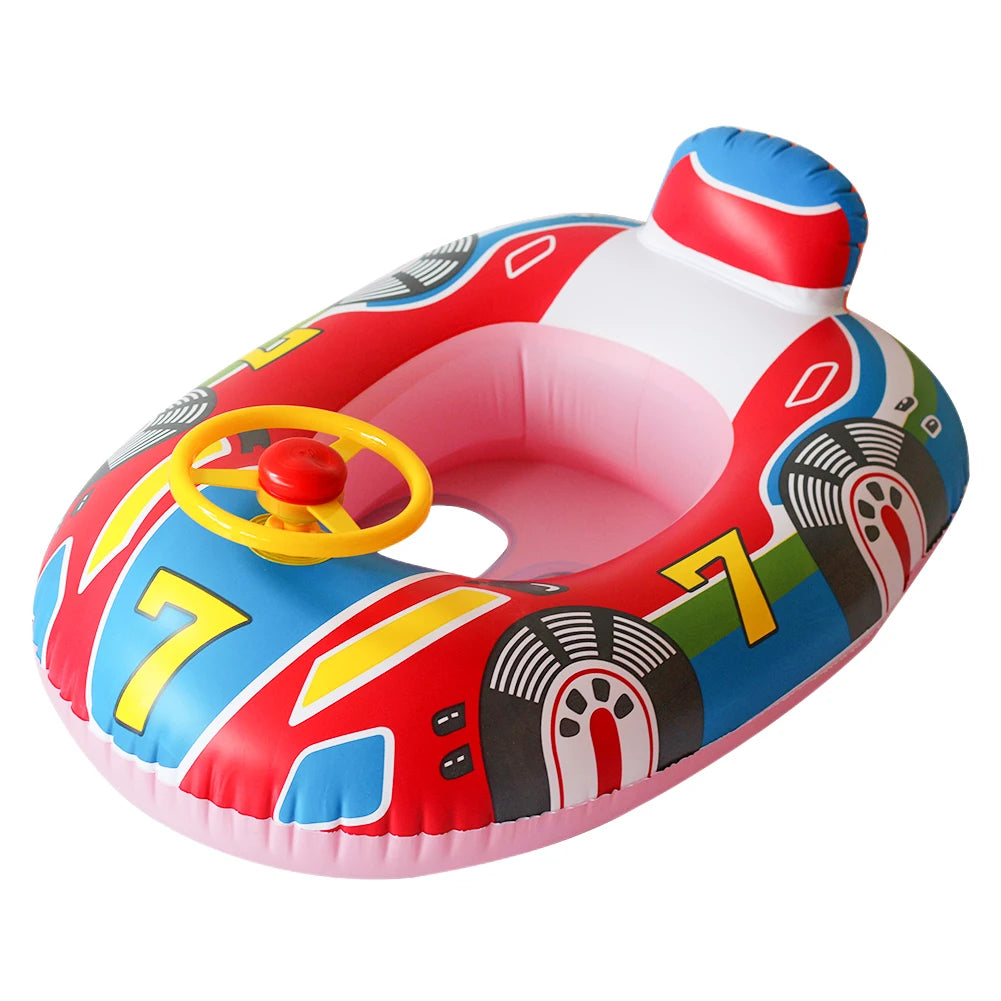 Inflatable Kids Swim Seat - Tear-Resistant Pool & Beach Water Toy with Fun Car Horn Design for Children