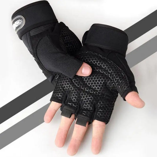 Heavyweight Gym Training Gloves — Men & Women Half-Finger Non-Slip Weightlifting Gloves with Wrist Support