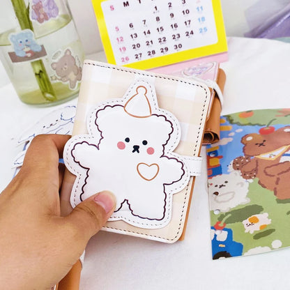 Cute Bear Women’s Wallet — Short Leather Coin Purse, Cartoon Card Holder, Three-Fold Clutch for Students