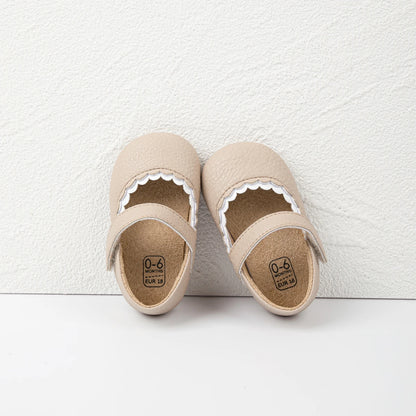 Meckior Baby Boys & Girls Shoes - Infant Leather with Rubber Sole, Anti-Slip Toddler First Walkers, Newborn Princess Crib Shoes