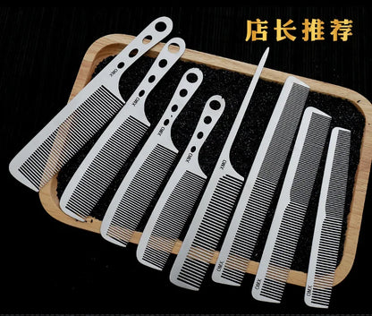 Ultra-Thin Titanium Steel Hairdressing Comb – Professional Men’s Point-Tail Hair Styling Brush