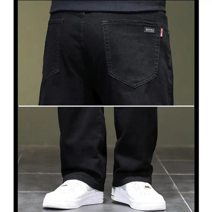 Big Size Men’s Black Jeans – Wide-Leg Denim Pants for 45–150kg, Comfortable Fit Hombre Trousers