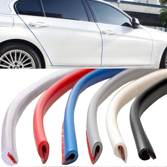 5M Car Door Edge Protector Strip - U Type Rubber Trim Moulding Guard with Adhesive Sealing Tape for Anti-Scratch Vehicle Protection