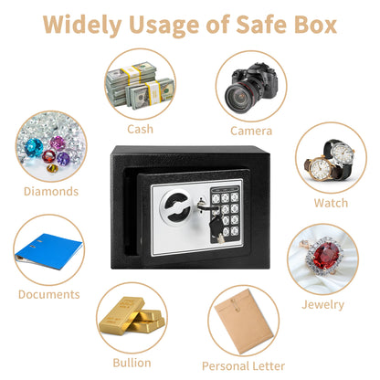 Deli 0.2 Cubic Feet Electronic Digital Safe — Steel Money Box with Fireproof Bag for Home Cash and Valuables