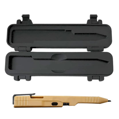 Tactical Slide Action Ballpoint Pen - Refillable Smooth Ink EDC Writing Tool with Case