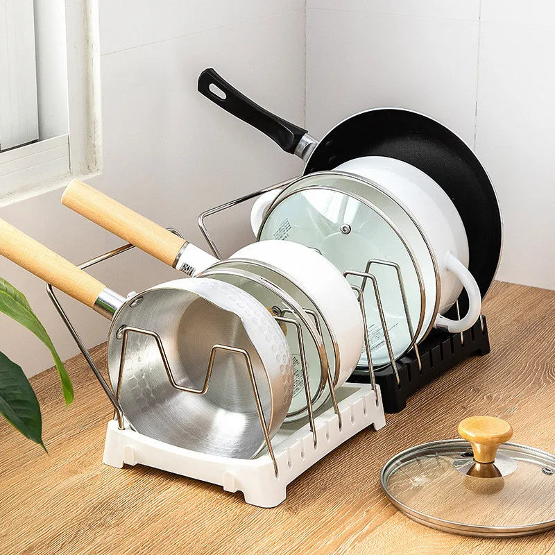 Stainless Steel Kitchen Cabinet Organizers: Expandable Rack for Pots, Pans, Cutting Boards & Cookware Shelf