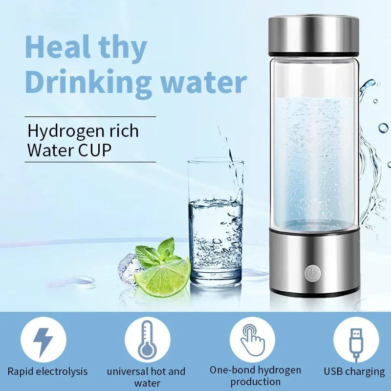 Hydrogen Oxygen Water Cup - H2 Inhalation Device with SPE PEM Dual Chamber Ionizer for Healthcare