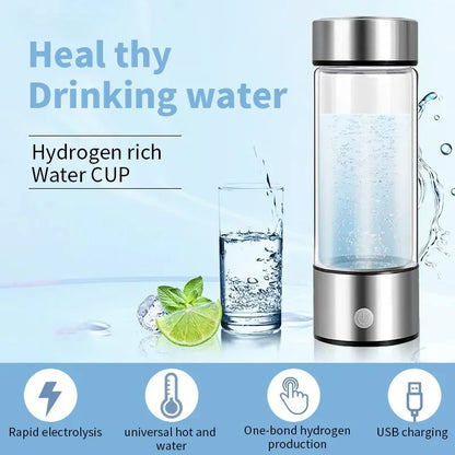 Hydrogen Oxygen Water Cup - H2 Inhalation Device with SPE PEM Dual Chamber Ionizer for Healthcare