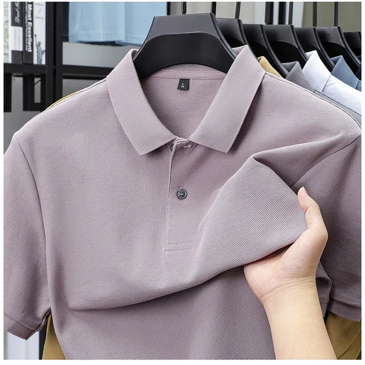 Men's 100% Cotton Polo Shirt - Breathable Summer Golf & Business Casual Tee with Silk-Like Finish